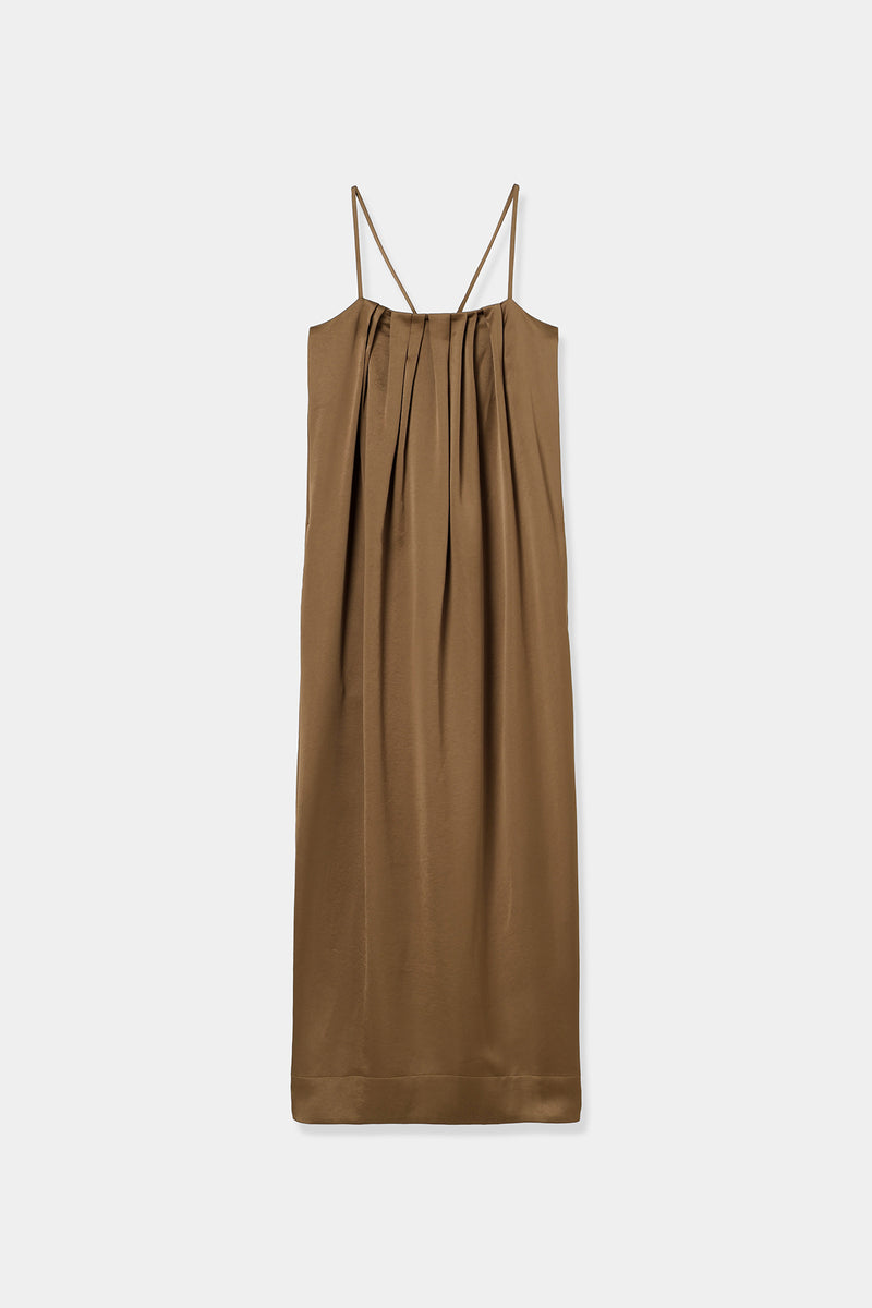 tuck satin cocoon dress – louren store