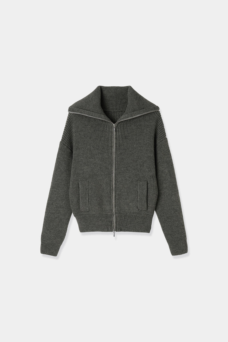 zip up knit cardigan – louren store