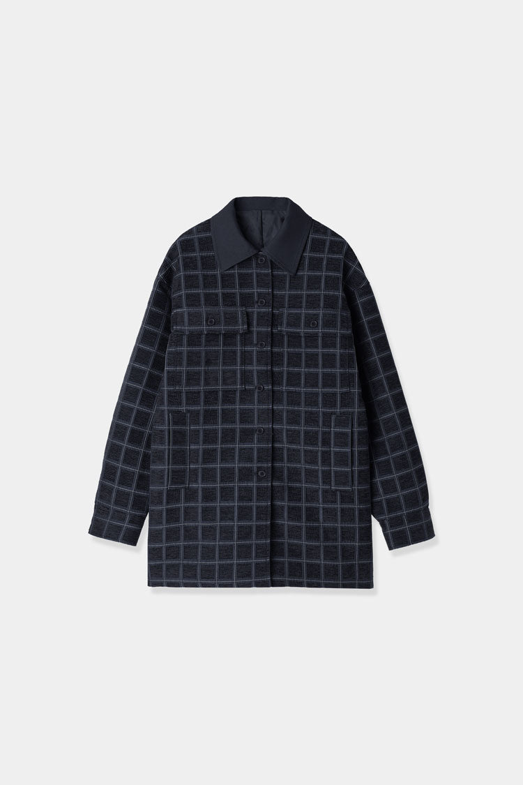 velvet jacquard check blouson – louren store