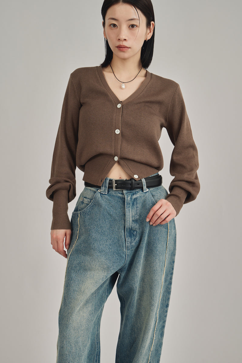 Vneck knit compact cardigan – louren store