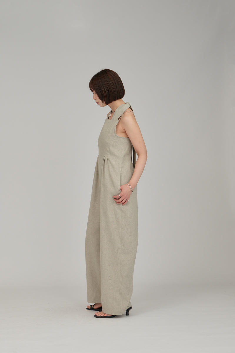 slub twill back tie combinaison – louren store
