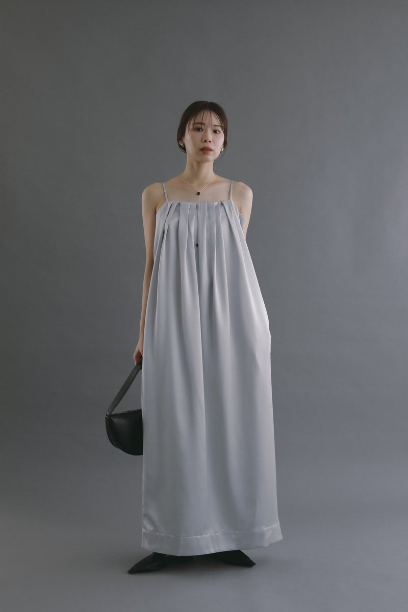 louren tuck satin cocoon dressキャミワンピース　M tuck satin cocoon dress – louren store