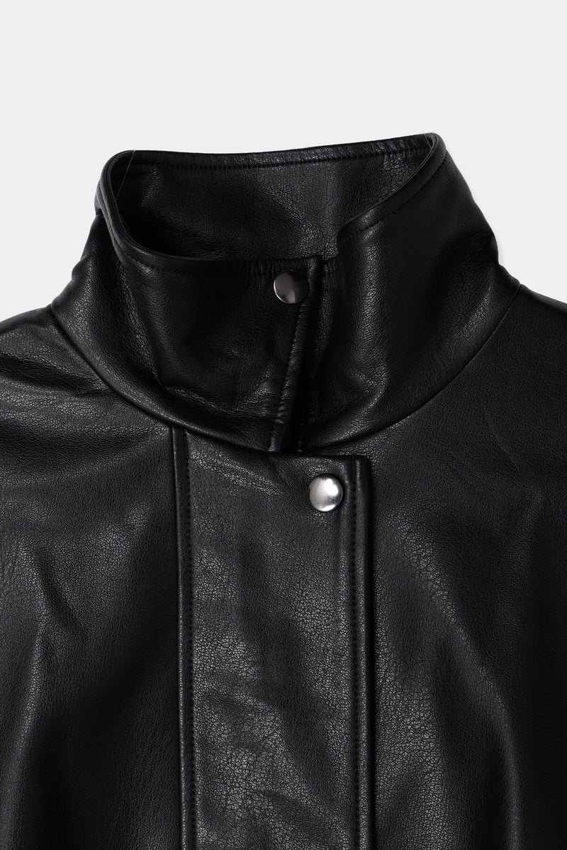 volume leather blouson