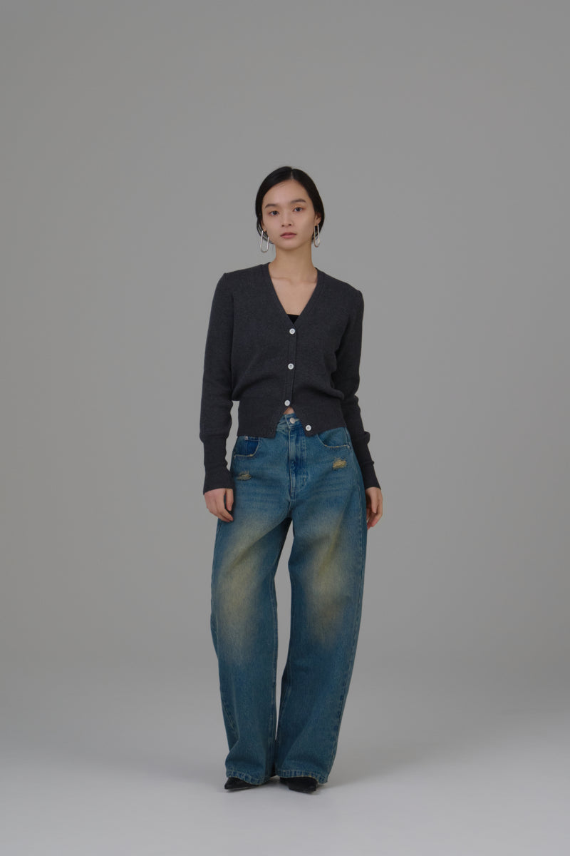 Vneck knit compact cardigan – louren store