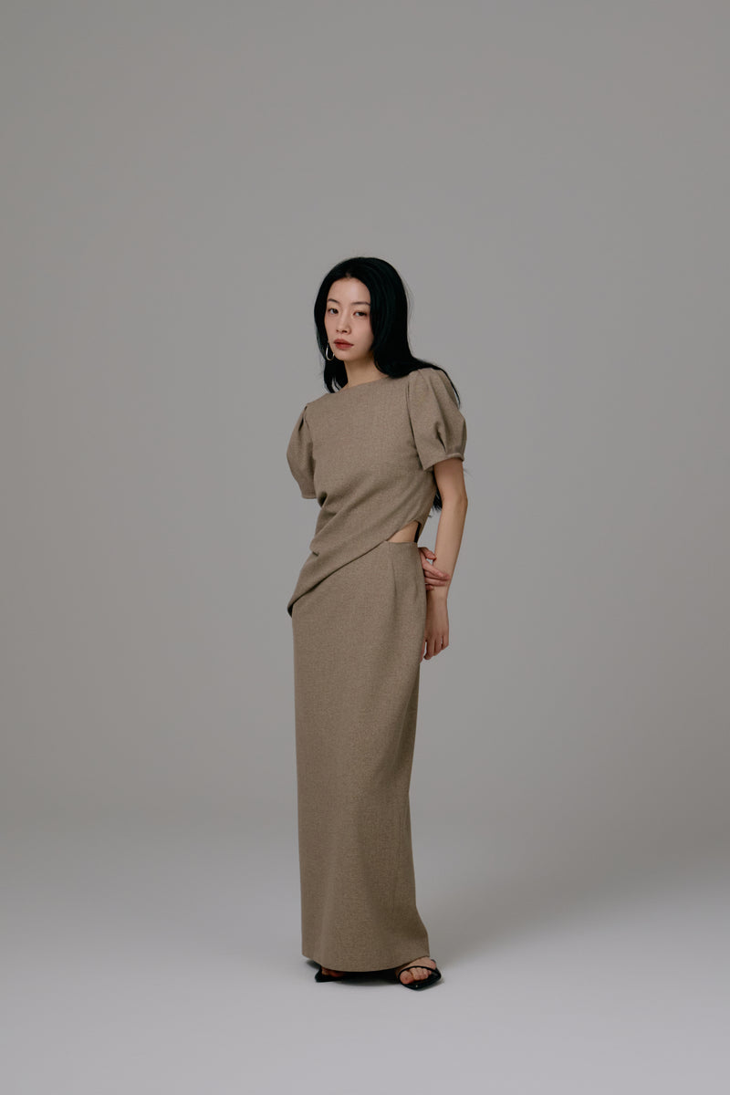 louren ローレン waist drape onepiece (gray) waist drape onepiece – louren store