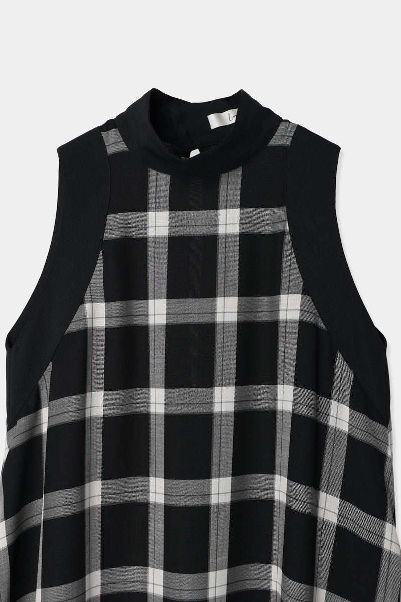 stand collar check dress – louren store