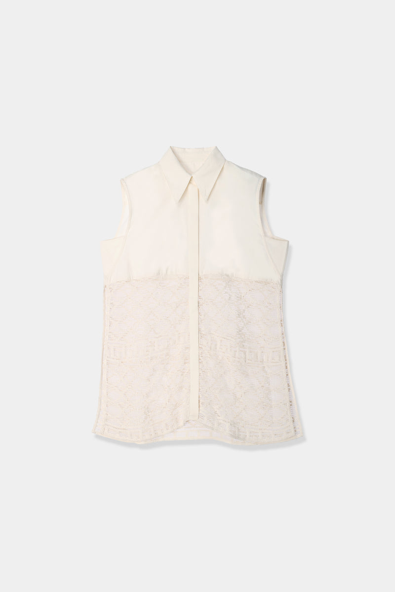 raschel lace panel shirt – louren store