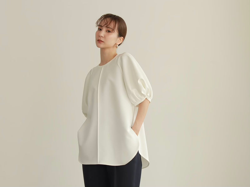 【 受注販売 】DRAPE CAPE BLOUSE / PUFF SLEEVE OVER BLOUSE