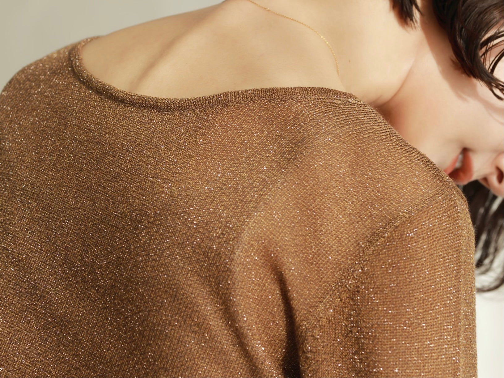 louren glitter seethrough knit tops