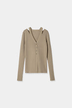 画像をギャラリービューアに読み込む, neck slit knit cardigan