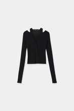 画像をギャラリービューアに読み込む, neck slit short knit cardigan