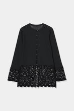 将图像加载到图库查看器中， lace hem knit cardigan