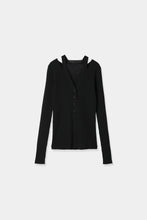 画像をギャラリービューアに読み込む, neck slit knit cardigan