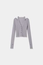 画像をギャラリービューアに読み込む, neck slit short knit cardigan