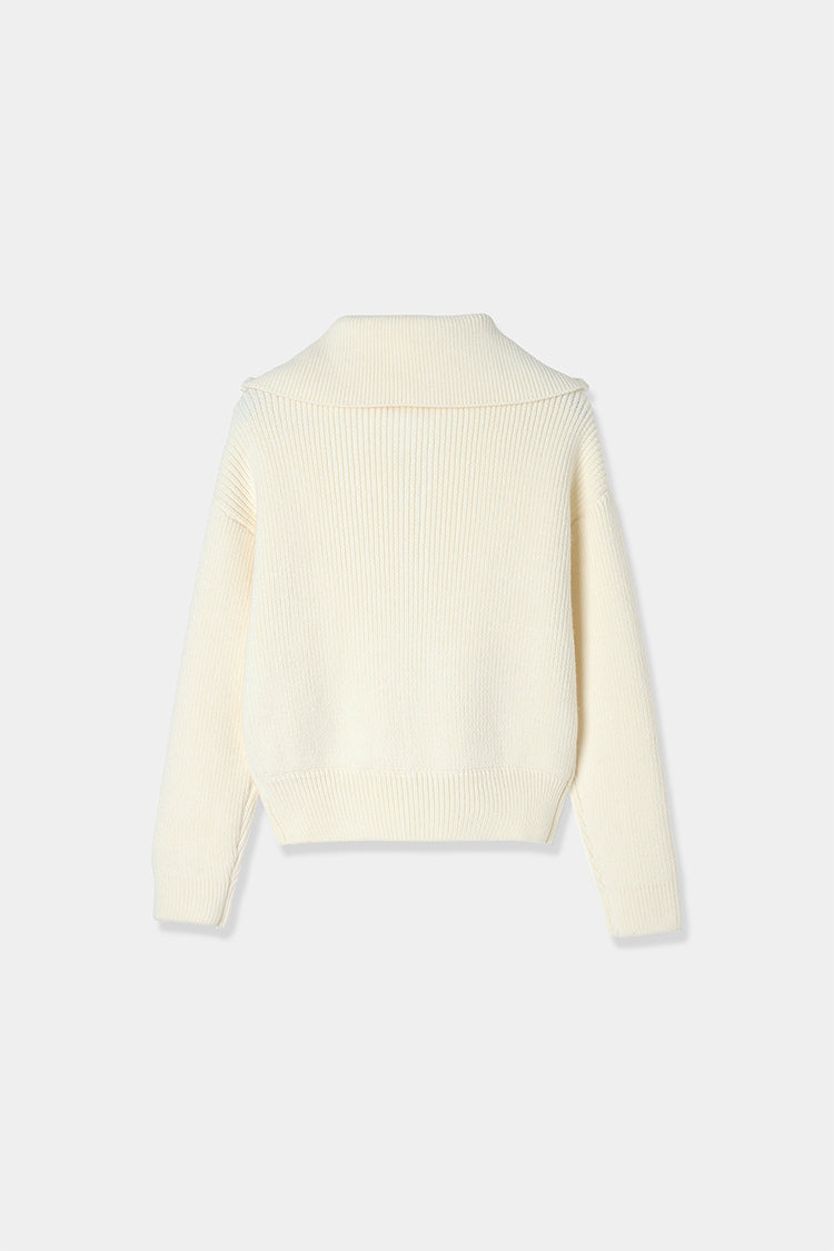 T*i様 louren ジップアップニットカーディガン　アイボリー zip up knit cardigan – louren store