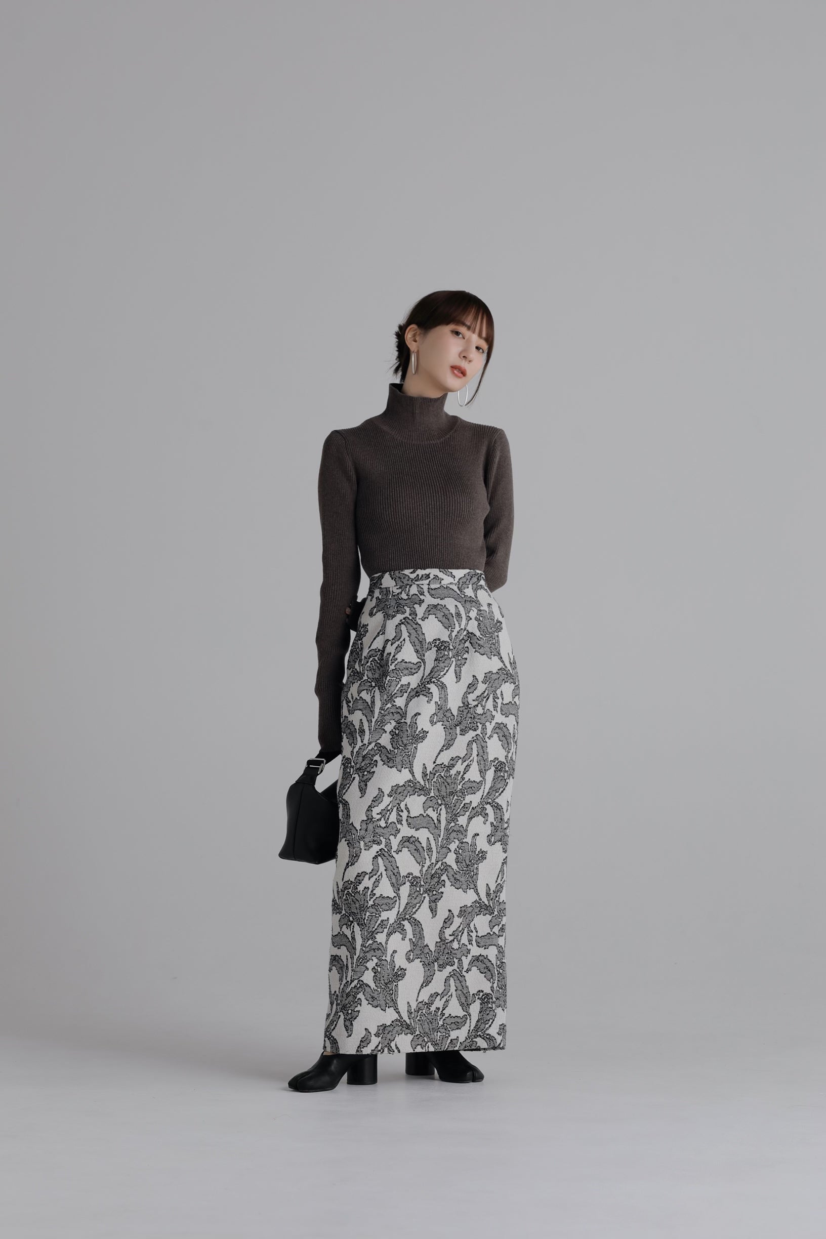leaf jacquard pencil skirt – louren store