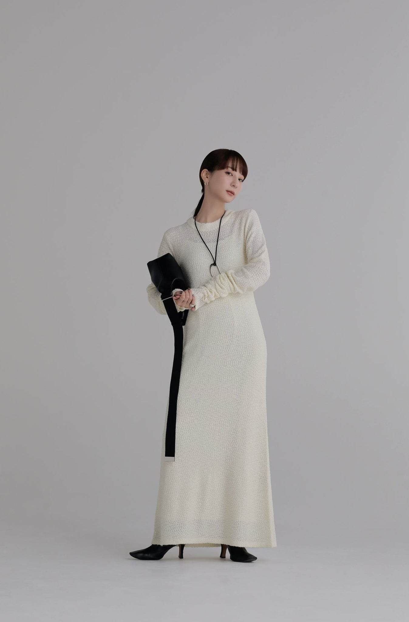 L'Or ロル Constructive Sleeve Knit Dress100% - ロングワンピース