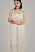 画像をギャラリービューアに読み込む, v-neck sheer hem dress