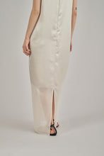 画像をギャラリービューアに読み込む, v-neck sheer hem dress