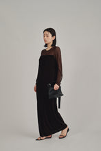 画像をギャラリービューアに読み込む, sheer yoke velour dress