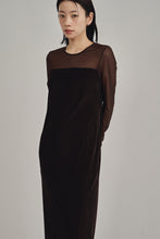 画像をギャラリービューアに読み込む, sheer yoke velour dress