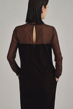 画像をギャラリービューアに読み込む, sheer yoke velour dress
