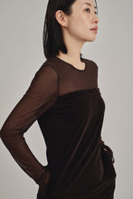 画像をギャラリービューアに読み込む, sheer yoke velour dress