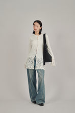 画像をギャラリービューアに読み込む, lace hem knit cardigan