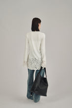 画像をギャラリービューアに読み込む, lace hem knit cardigan