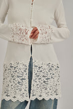 画像をギャラリービューアに読み込む, lace hem knit cardigan