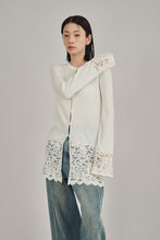 画像をギャラリービューアに読み込む, lace hem knit cardigan