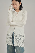 画像をギャラリービューアに読み込む, lace hem knit cardigan