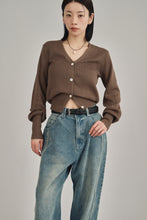 画像をギャラリービューアに読み込む, Vneck knit compact cardigan