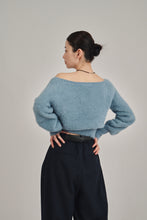 画像をギャラリービューアに読み込む, one shoulder shaggy knit top