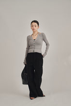 画像をギャラリービューアに読み込む, neck slit short knit cardigan