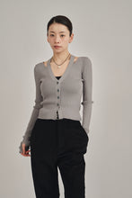 画像をギャラリービューアに読み込む, neck slit short knit cardigan