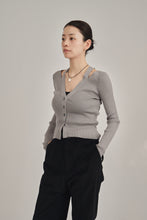 画像をギャラリービューアに読み込む, neck slit short knit cardigan