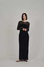 画像をギャラリービューアに読み込む, sheer yoke velour dress
