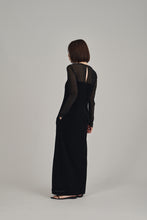 画像をギャラリービューアに読み込む, sheer yoke velour dress