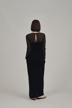 画像をギャラリービューアに読み込む, sheer yoke velour dress