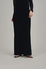 画像をギャラリービューアに読み込む, sheer yoke velour dress