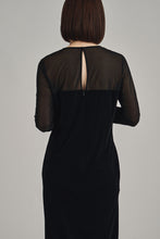 画像をギャラリービューアに読み込む, sheer yoke velour dress