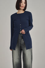 画像をギャラリービューアに読み込む, front button knit cardigan