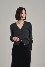 画像をギャラリービューアに読み込む, Vneck knit compact cardigan