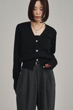 画像をギャラリービューアに読み込む, Vneck knit compact cardigan