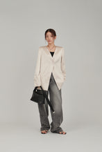 画像をギャラリービューアに読み込む, no collar satin jacket