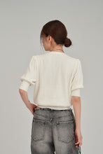 画像をギャラリービューアに読み込む, puff sleeve compact knit cardigan