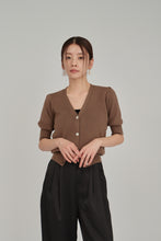 画像をギャラリービューアに読み込む, puff sleeve compact knit cardigan