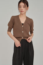 画像をギャラリービューアに読み込む, puff sleeve compact knit cardigan