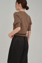 画像をギャラリービューアに読み込む, puff sleeve compact knit cardigan